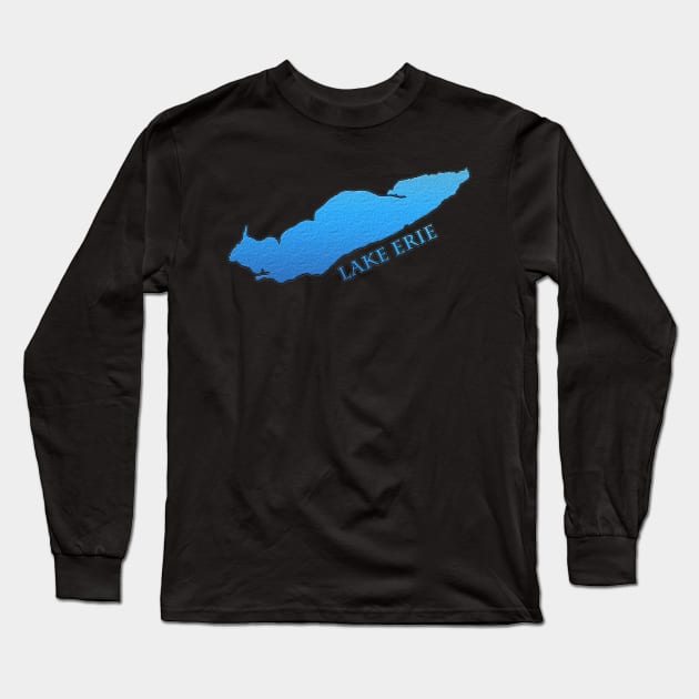 Lake Erie Great Lakes Outline with Label Long Sleeve T-Shirt by gorff